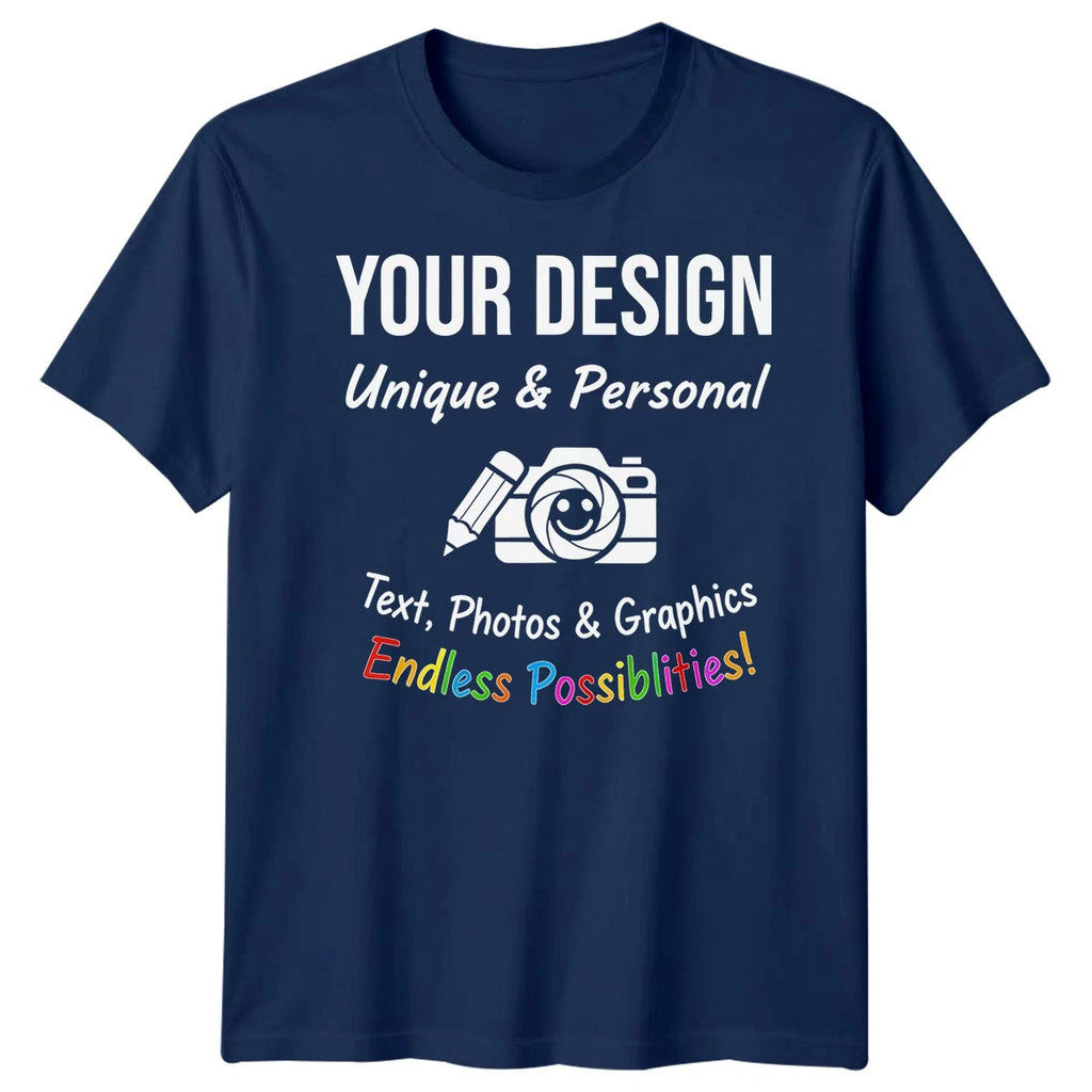 Personalised T Shirts Mens Womens Kids UK Any Text And Photo Custom Design Tee