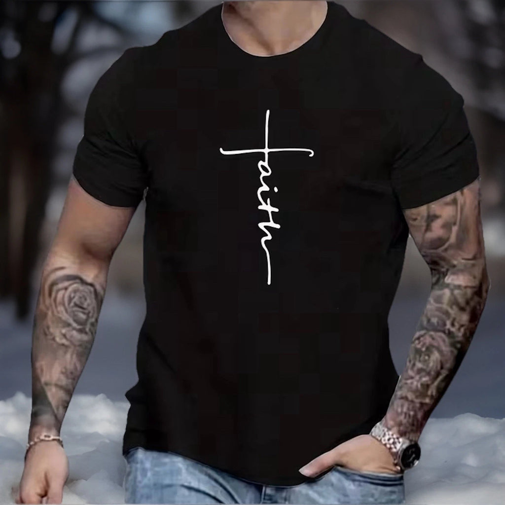 Black w/white Faith/Cross Graphic Fashion Short Sleeve; XL only; 100% Cotton;NEW