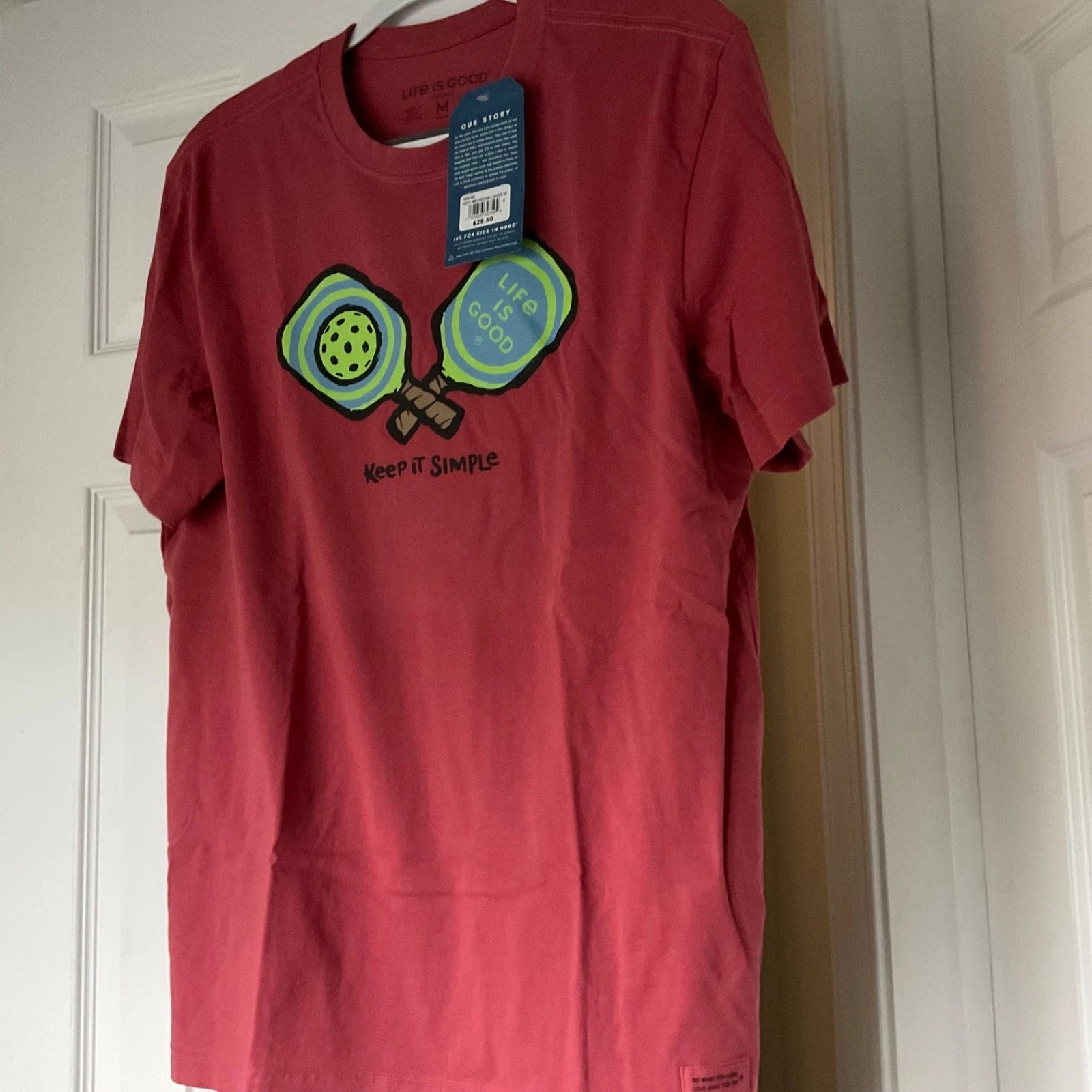 Life Is Good Tee Mens Size Med Keep It Simple Pickleball Crusher Faded Red