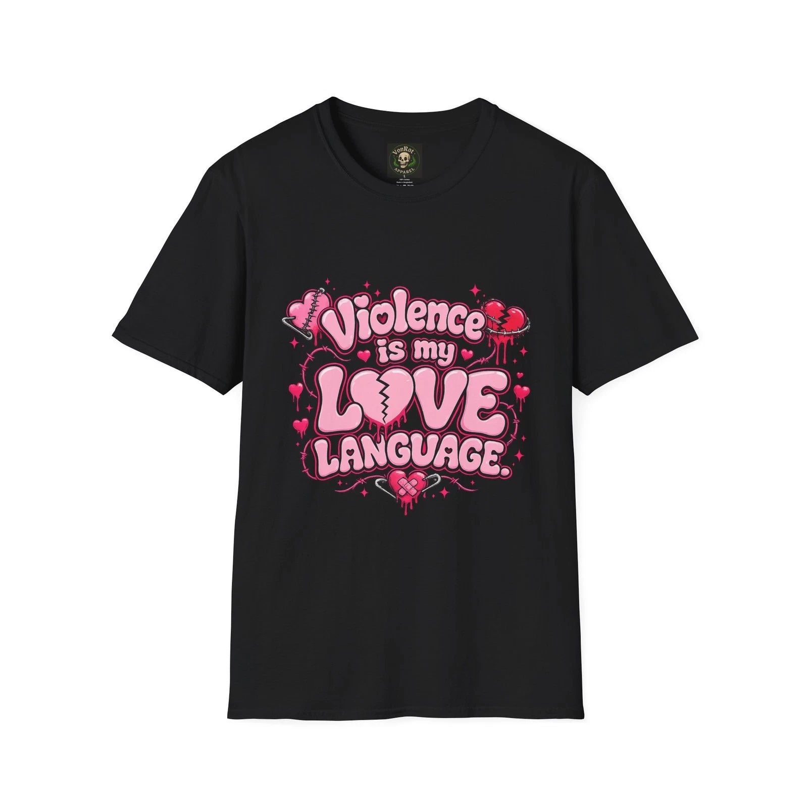 Violence Is My Love Language T-Shirt | Valentine Goth Heart Design