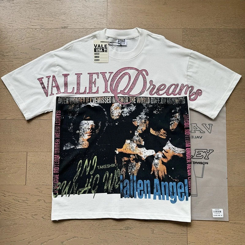 Vale Forever Washed Vintage Beaded Letter Graphic Round Neck T-Shirt