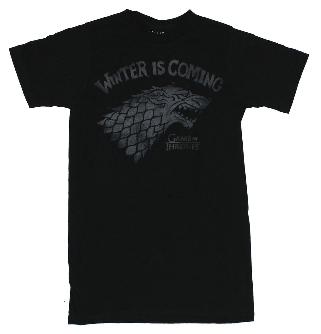 Game of Thrones Adult New T-Shirt - "Winter is Coming" Simple Wolf Head Pic