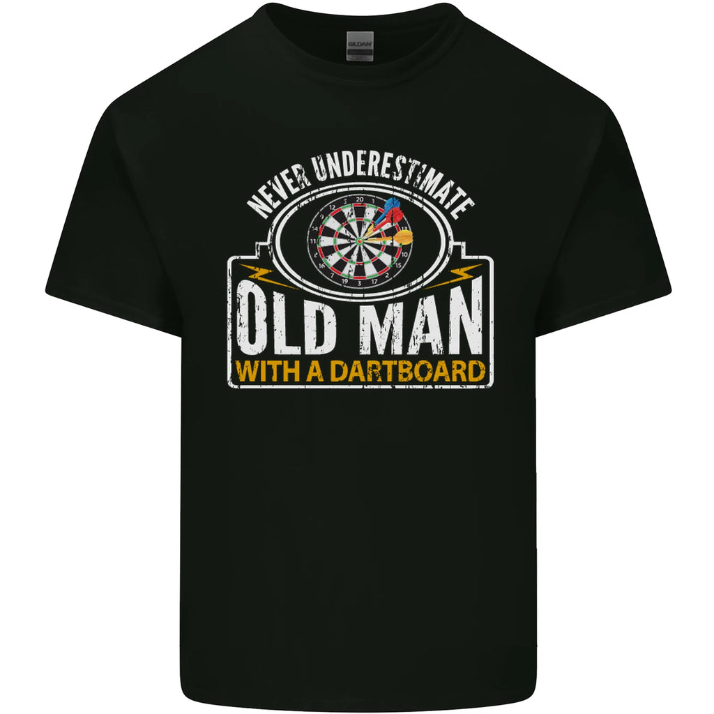 An Old Man With a Dart Board Funny Player Mens Light Cotton T-Shirt