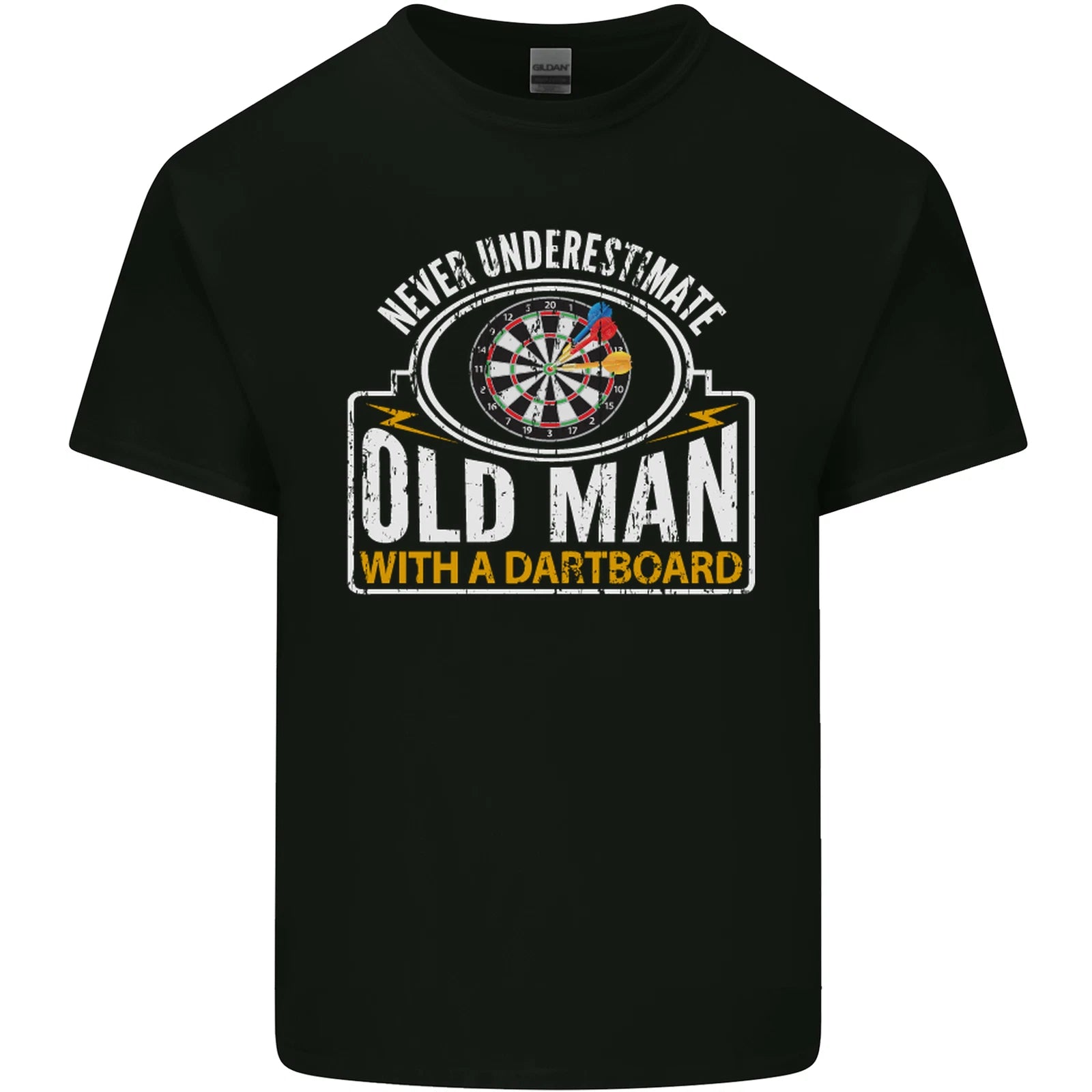 An Old Man With a Dart Board Funny Player Mens Light Cotton T-Shirt