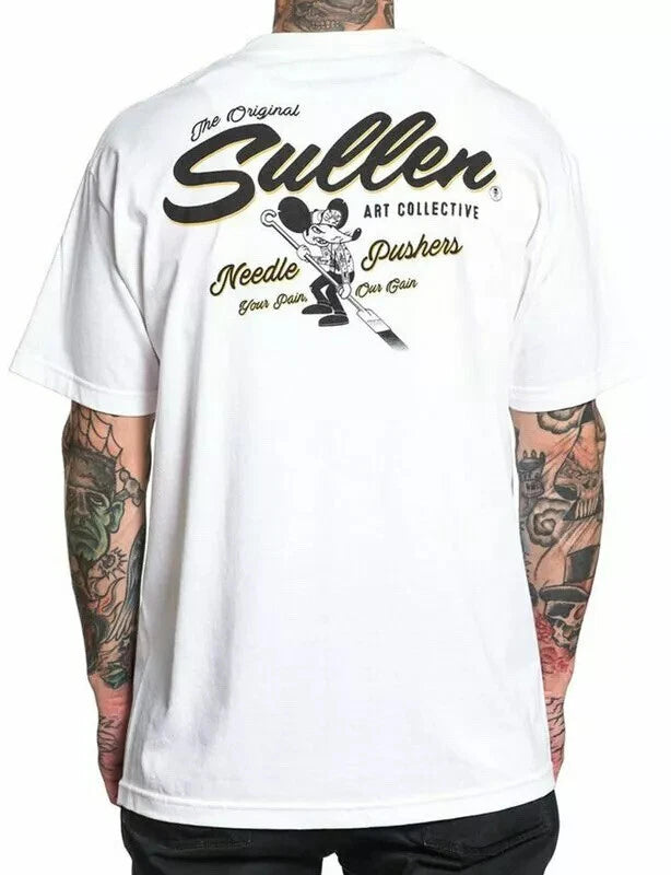 Sullen Men's T-shirt CHEEZY-E Tattoos Urban Skull Premium Quality White