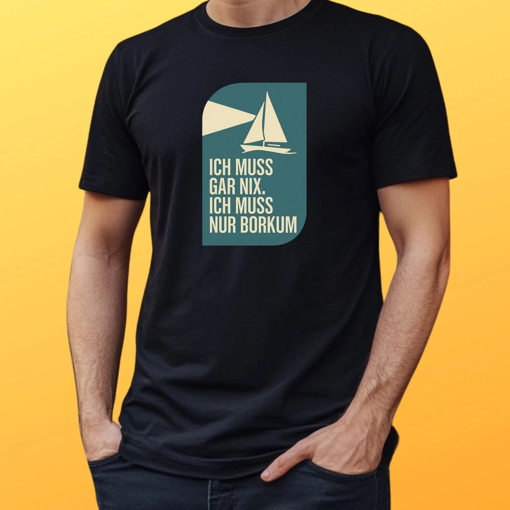 Mens Borkum Slogan Motif Cotton T-Shirt Size S to 5XL