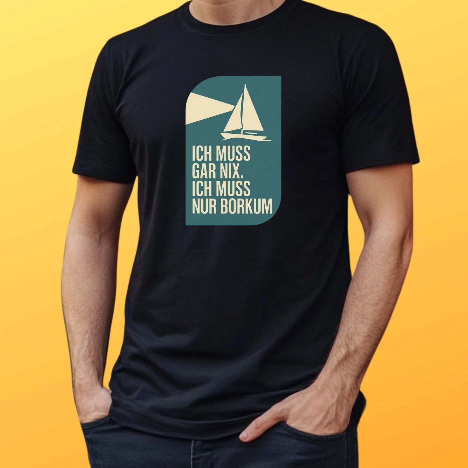 Mens Borkum Slogan Motif Cotton T-Shirt Size S to 5XL