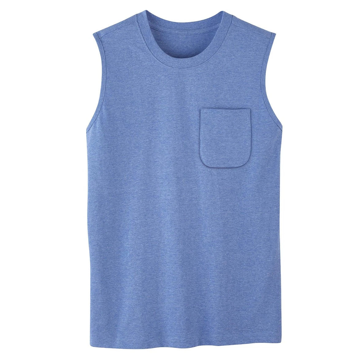 Men's Sleeveless Pocket Crew Neck Tee, Black, LG