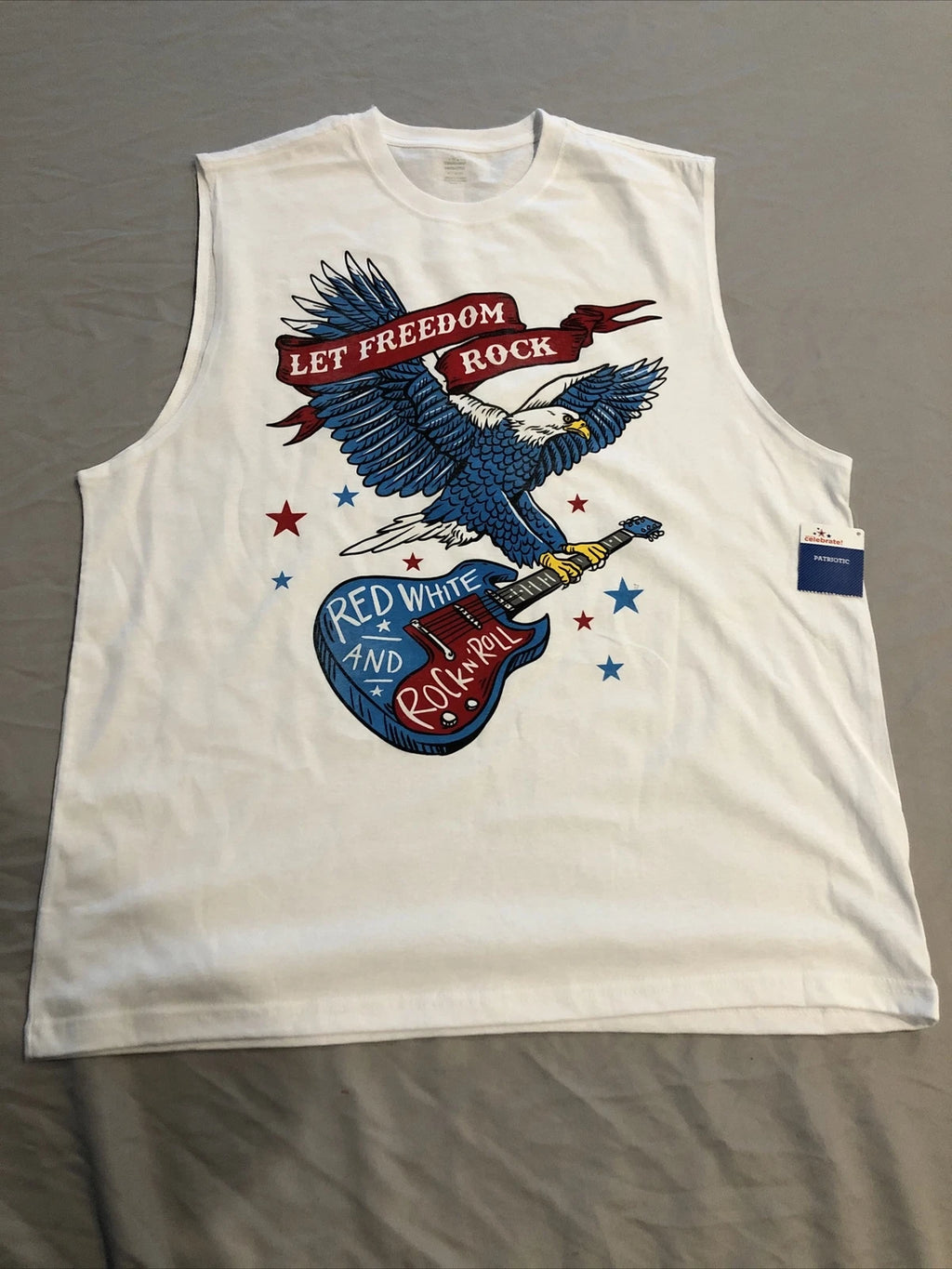 Way To Celebrate! Patriotic Men's Graphic Muscle T-Shirt Size XL