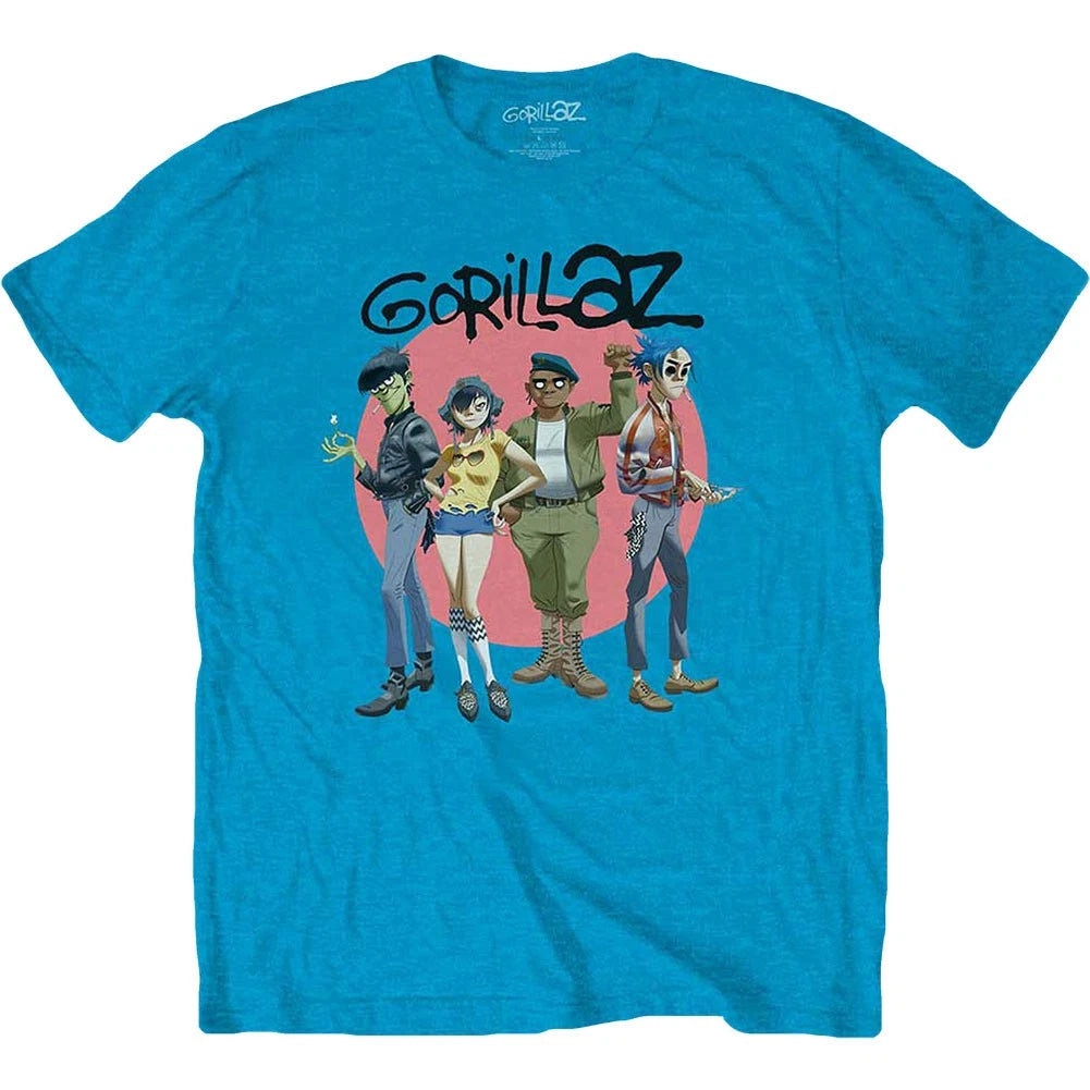 Men's Gorillaz Group Circle Rise Slim Fit T-shirt Small Sapphire