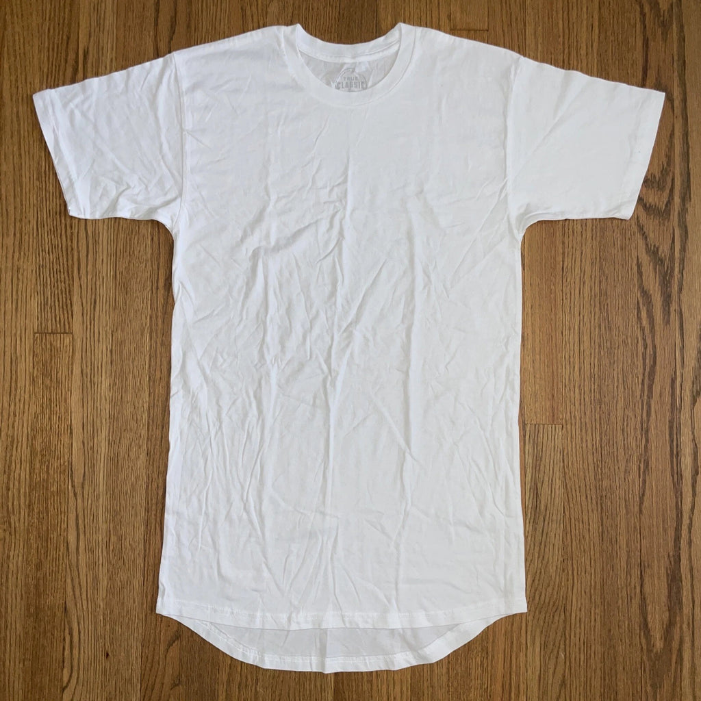 True Classic Classics Crew Neck LONG BODY Tall Tee T Shirt WHITE Men's SMALL S