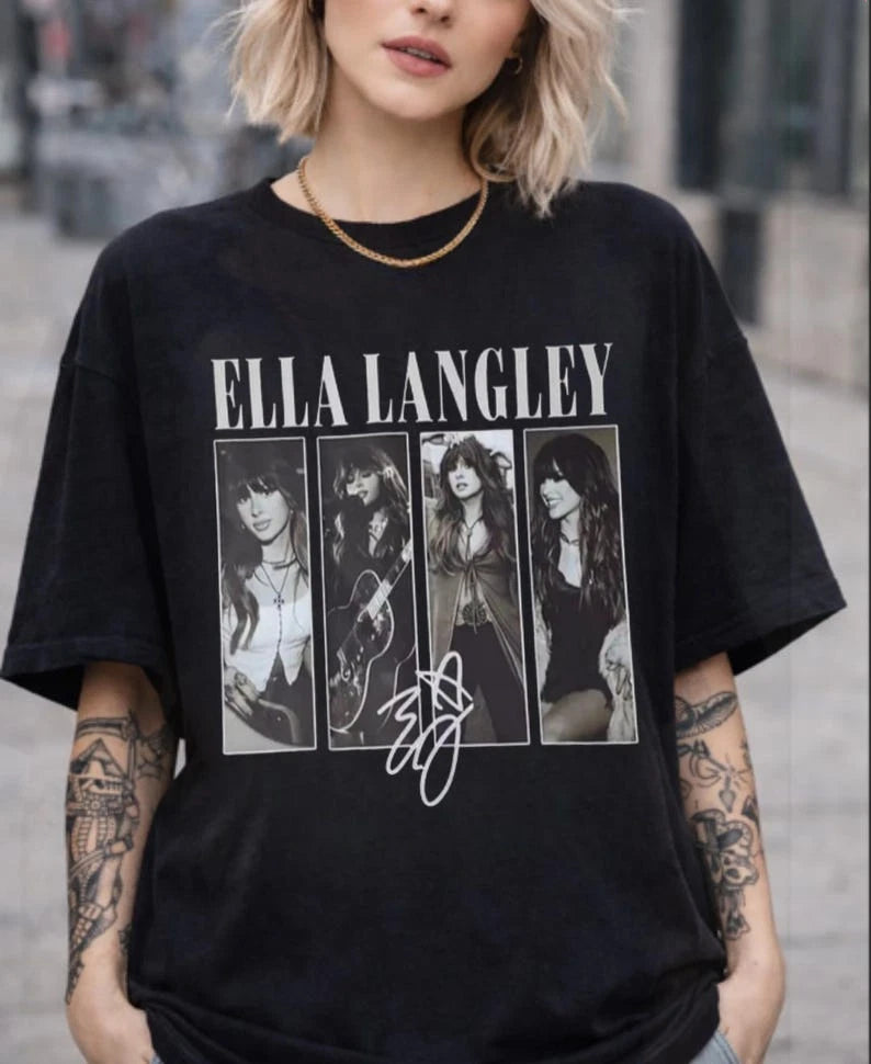 Ella Langley Shirt, Signature Edition Country Music Tee, Vintage Photo Collage