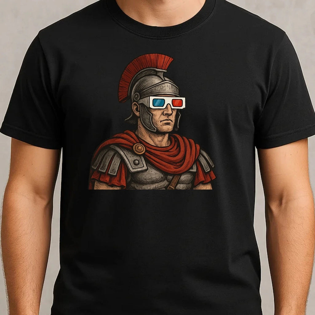 Mens Roman Soldier 3D Glasses Motif Cotton T-Shirt Size S to 5XL