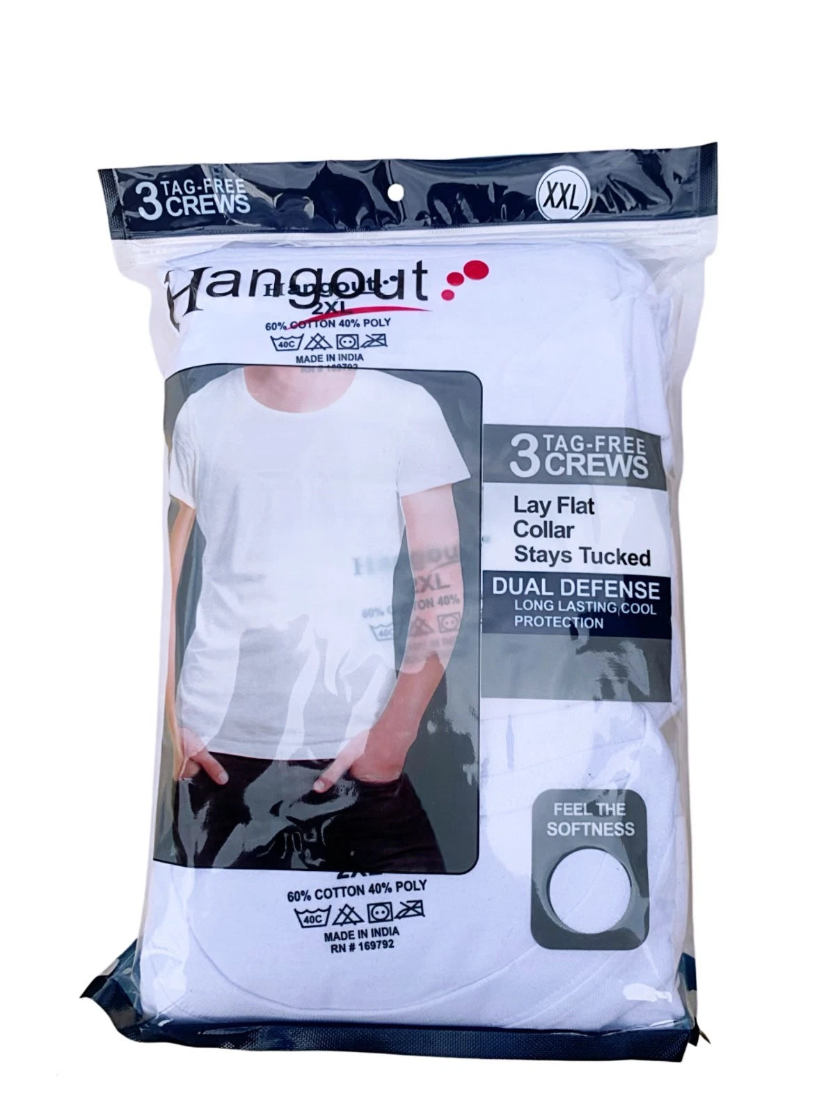 Men's  6-Pack White Crew-Neck T-SHIRTS " TAGLESS-COTTON"