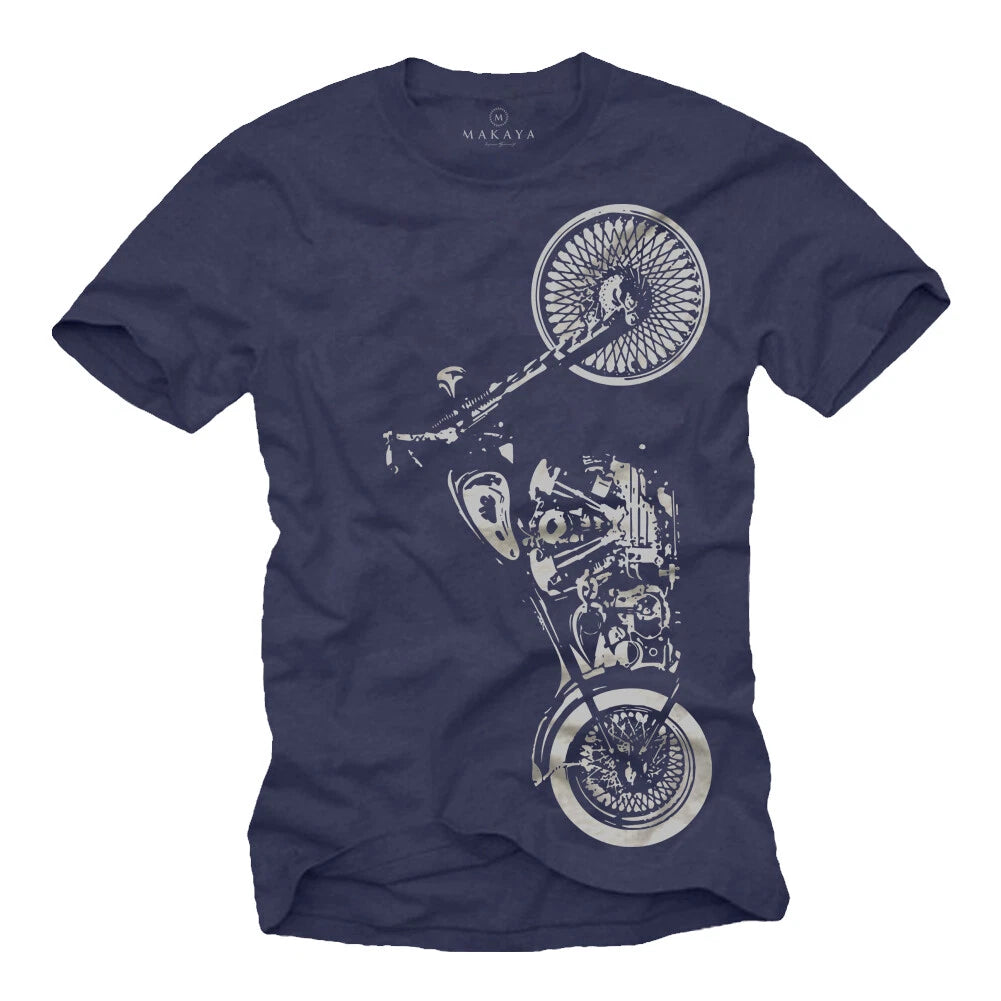Motorcycle Rocker Mens T-Shirt with Custom Chopper - Mens Biker Shirt