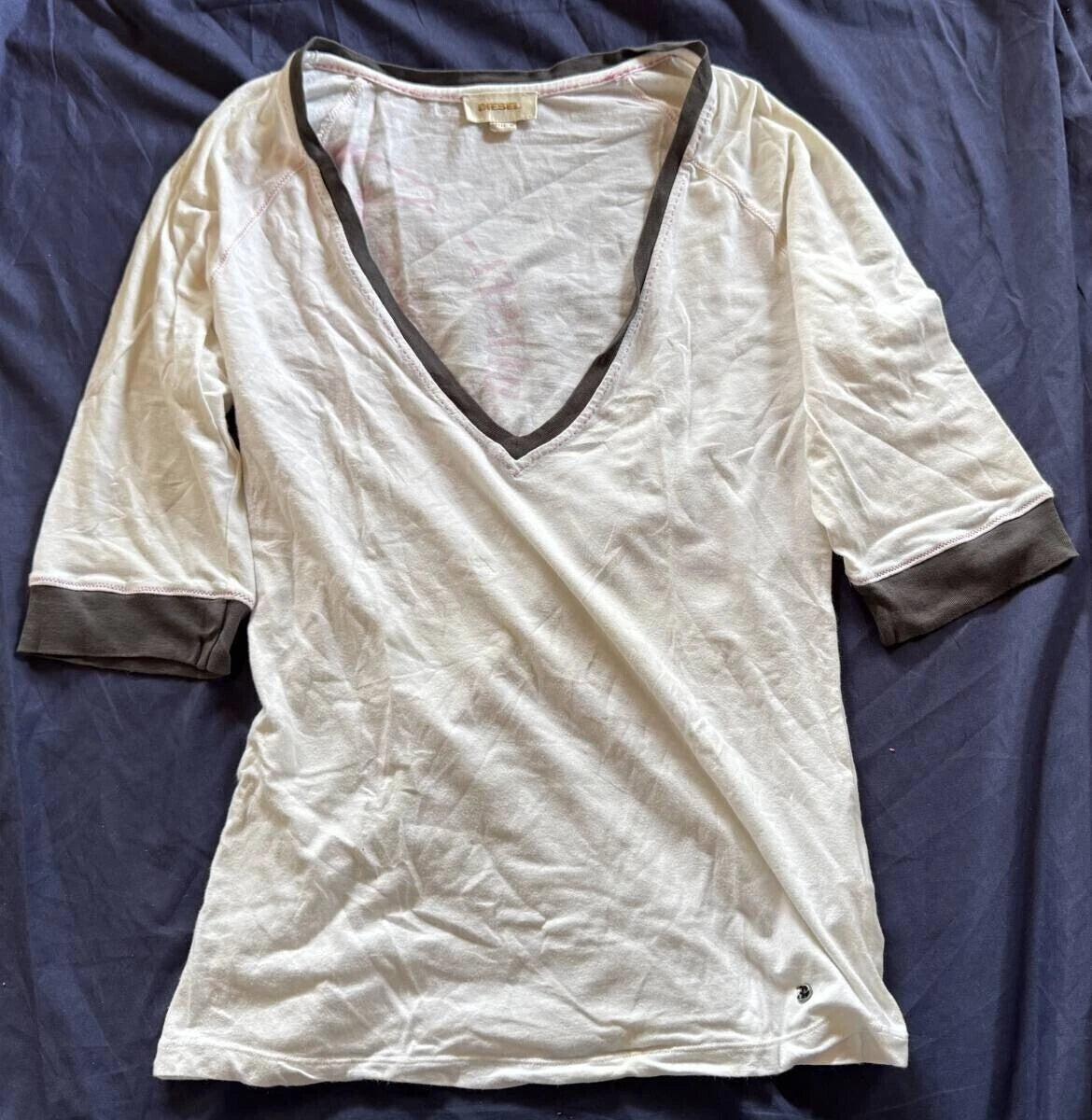 Diesel M Cut & Sew Simple Printed Back Shirt Used Japan