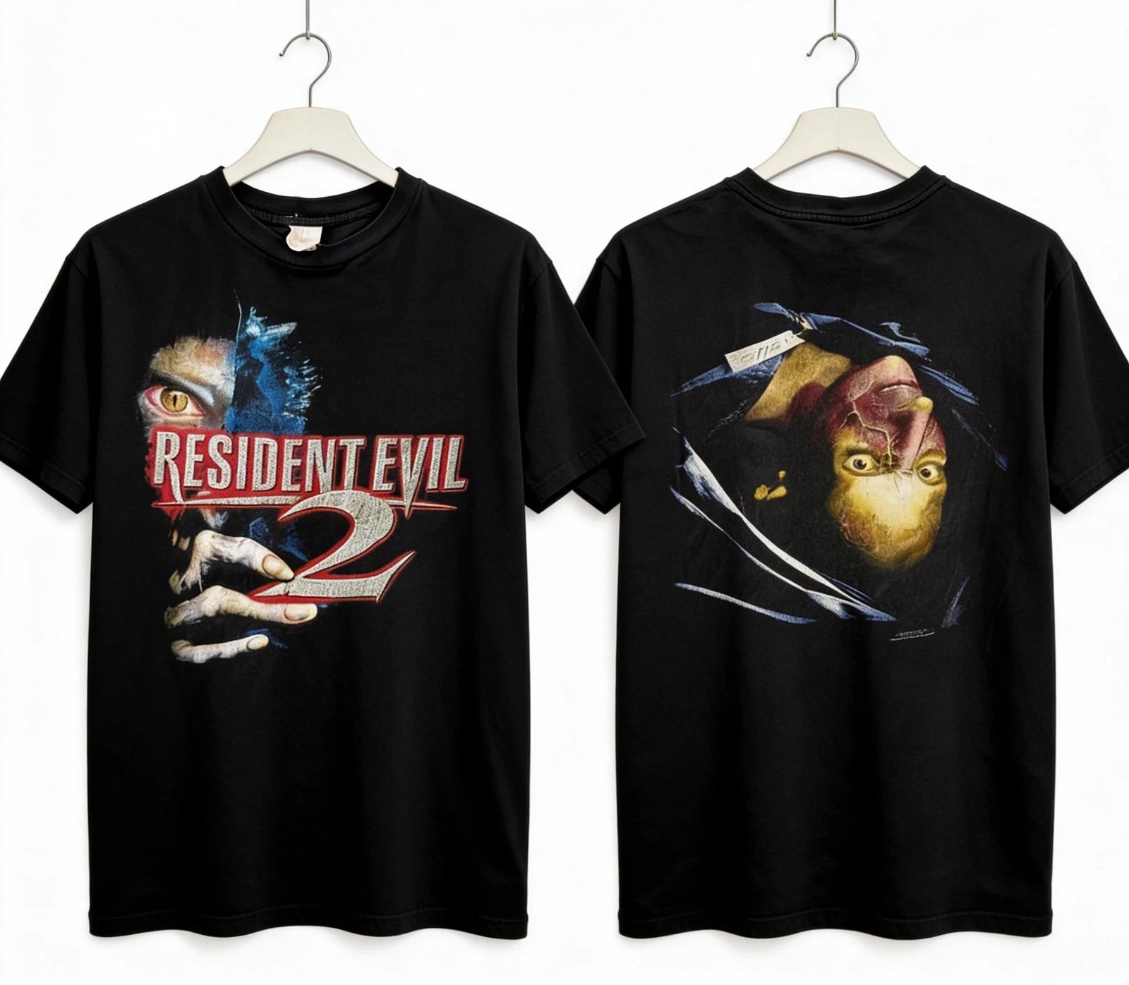 RESIDENT EVIL 2 1998 2 sided Graphic Black T shirt Heavy Cotton