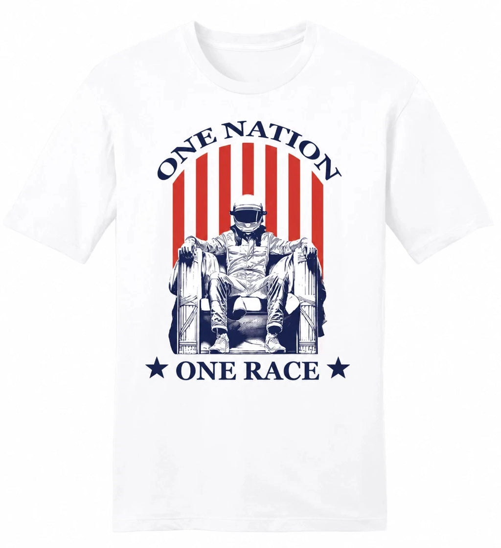 One Nation One Race T-Shirt Racing Helmet Graphic Tee