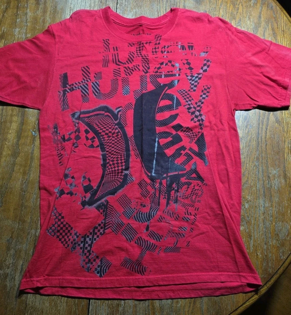 Y2K Hurley AOP T Shirt Men’s L Skater Grunge Emo Surf Punk Red Premium Fit