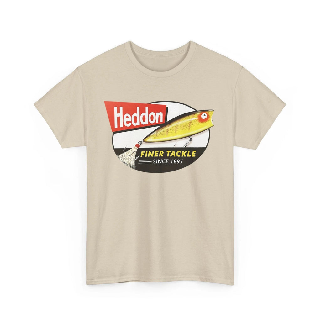 Vtg Heddon Fishing Lure Logo T-Shirt Finer Tackle Since 1897 Retro Graphic Tee