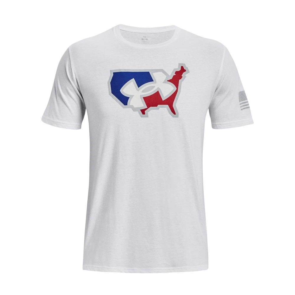 Under Armour 1379221 Men's UA Freedom Big Flag Lockup T-Shirt, White, X-Large