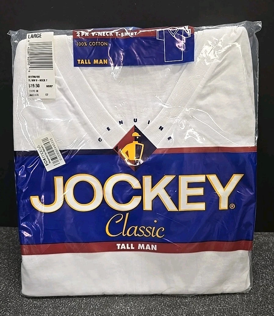 Deadstock Jockey Classic Tall 100% Cotton V-neck T-Shirts 2pk Large 42 Jamaica