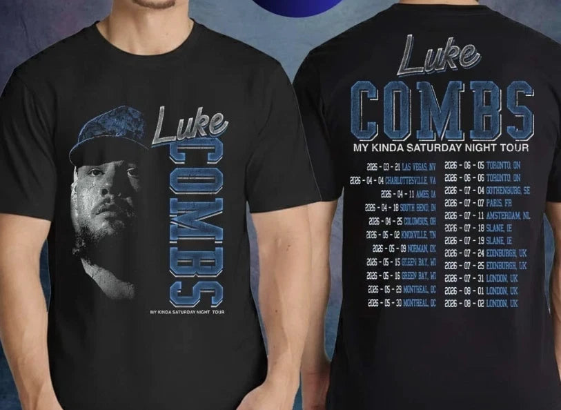 Luke Combs Merch My Kinda Saturday Night Tour 2026 Vintage Photo T-Shirt
