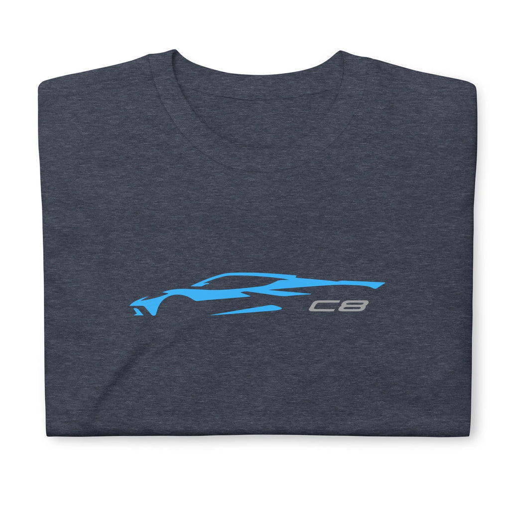 Softstyle T-Shirt For Chevrolet Corvette C8 Rapid Blue 2022-2023 Car Owners Gift