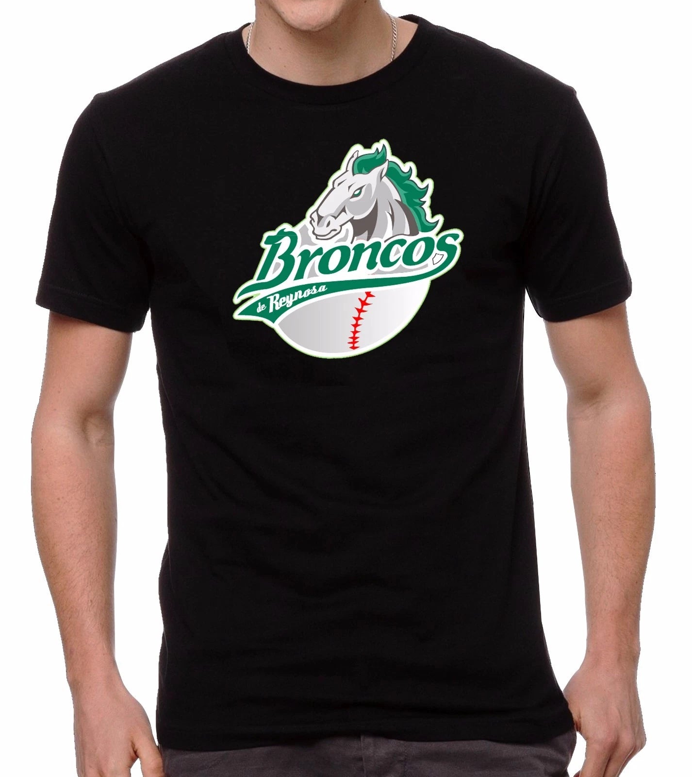 Broncos de Reynosa Baseball Men's T-shirt Crew Neck 100% Cotton