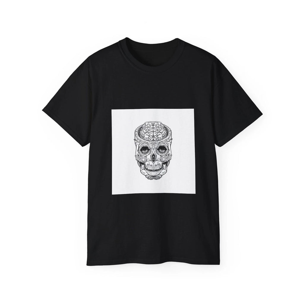 Skull Crane Brain Hands Stars Universe | Custom Graphic T-Shirt