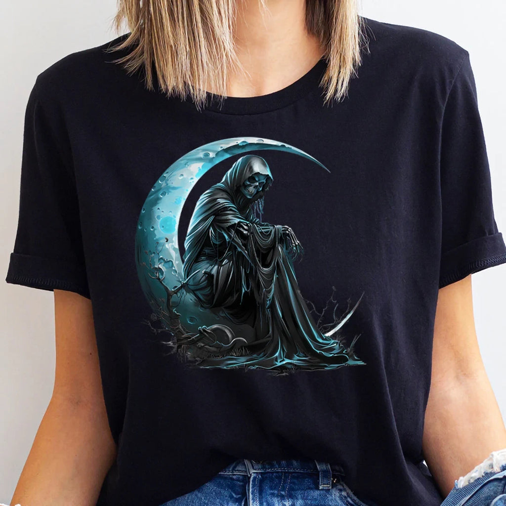 Grim Reaper in the Crescent Moon T-shirt - soft, lightweight shirt