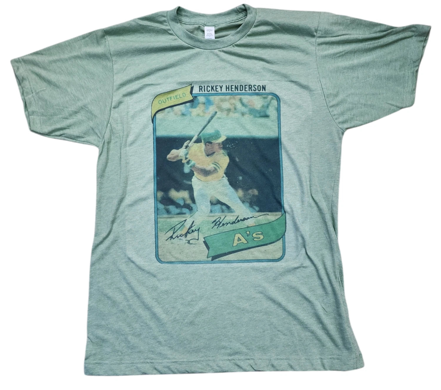 RICKEYHENDERSON BASEBALL T-SHIRT MENS COLOR VINTAGE GREEN SOFT STYLE