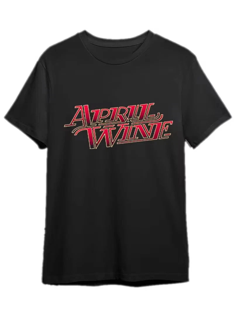 Men's April Wine Band Logo Vintage T-Shirt - 70s Retro Rock Tee with Iconic Red