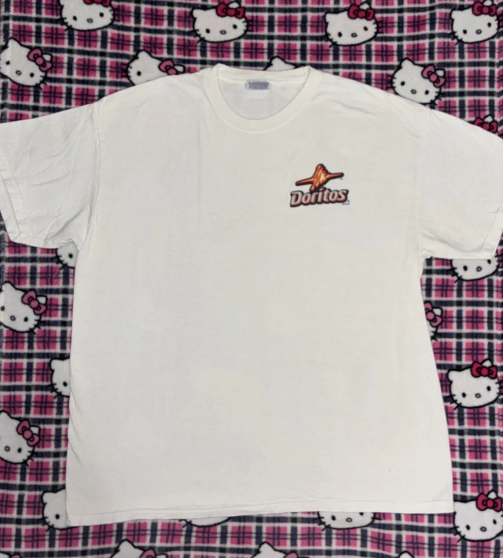 Simple But Cozy Hanes White Tee With The Dorito Logo On The Front Size XL