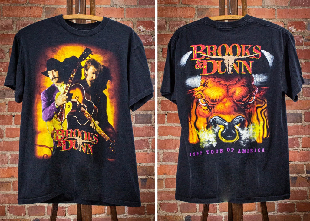 Vintage Styles Brooks & Dunn Tour of America Concert T Shirt 1997 Black