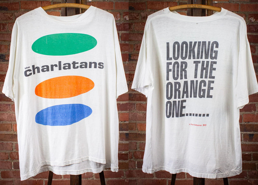 Vintage Charlatans Looking for the Orange One Concert T Shirt 1990 White