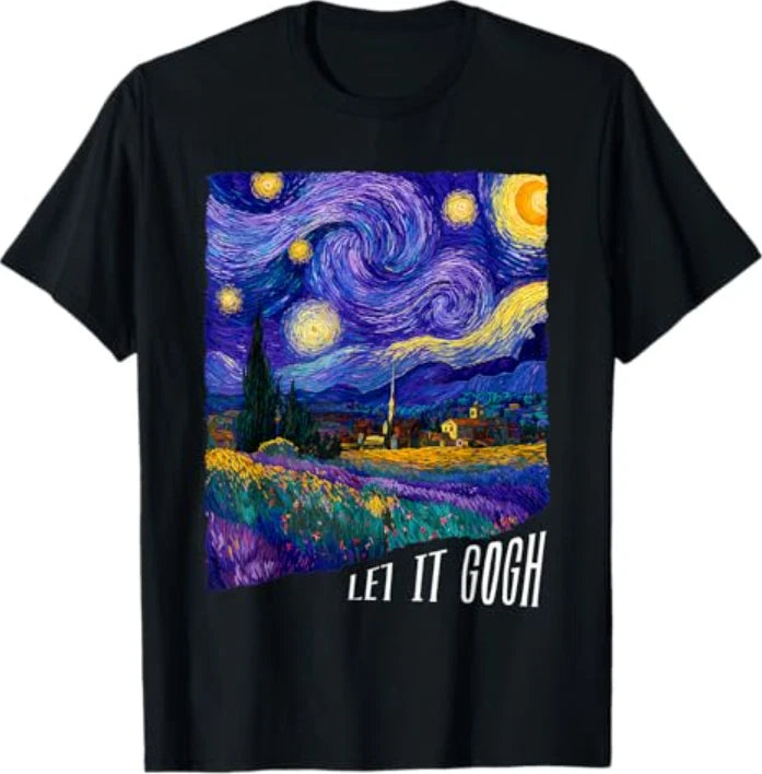 Let it Gogh Funny Vincent Van Gogh Starry Night Design T-Shirt