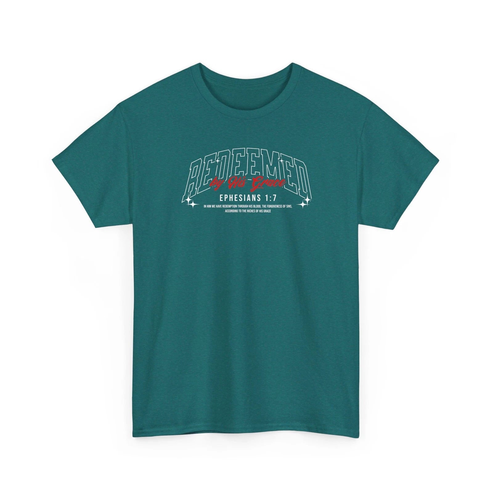 Redeemed By His Grace Christian Bible Verse T-Shirt – Ephesians 1:7