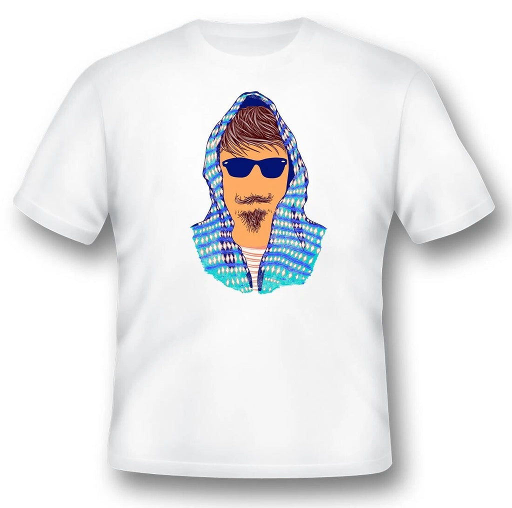 Hipster 2 beard glasses black or white tee shirt