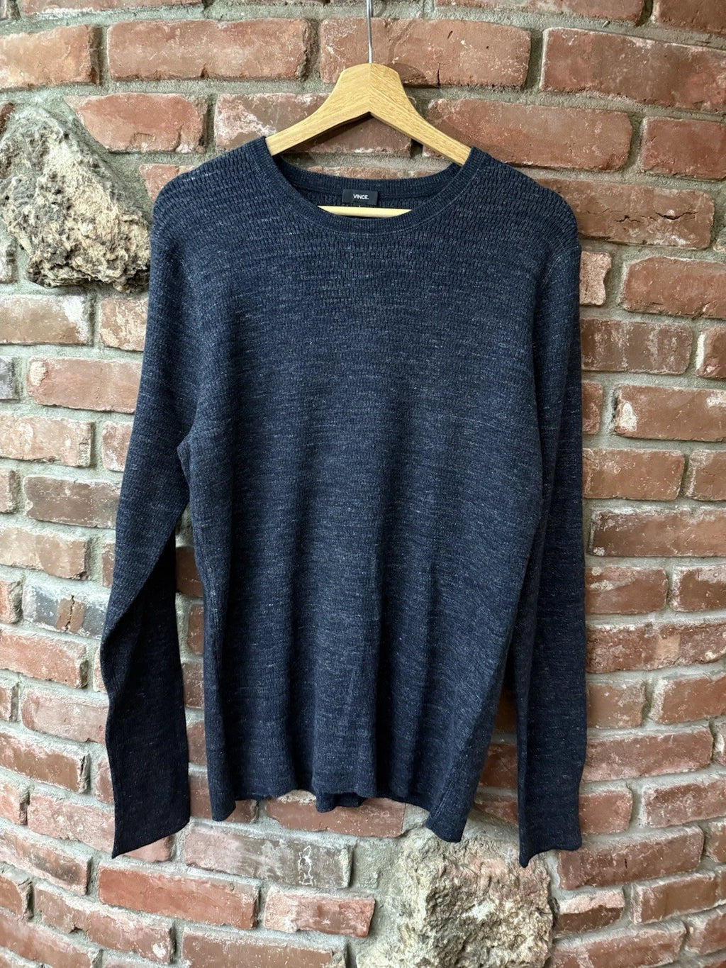 Vince Long Sleeve Thermal Shirt L Navy Blue