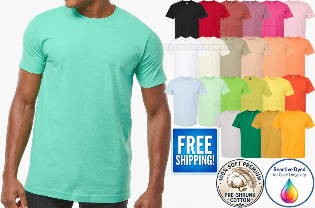 Mens Fine Jersey Tee 100% Super Soft Premium Pre-Shrunk Cotton T-Shirt XS-5XL