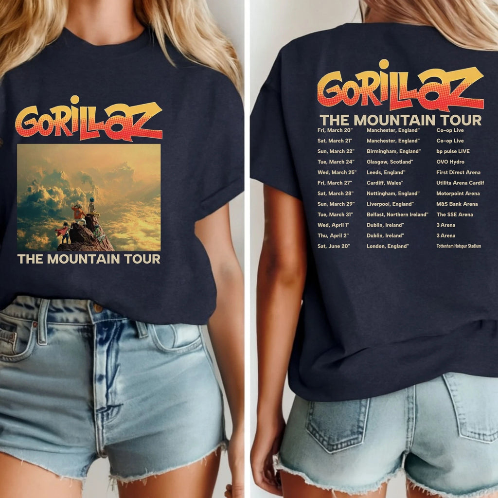 Retro Cartoon Music Inspired Tour T-Shirt Front & Back Print Unisex Fan Tee