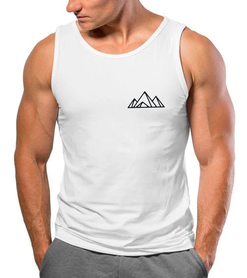 Mens Tank Top Print Mountain Hiking Polygon Design Print Outdoor Muscle Shirt