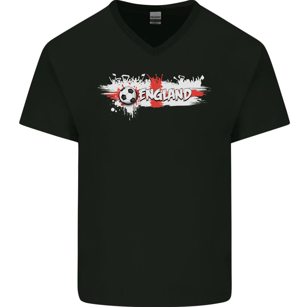 England Flag Football Mens V-Neck Cotton T-Shirt