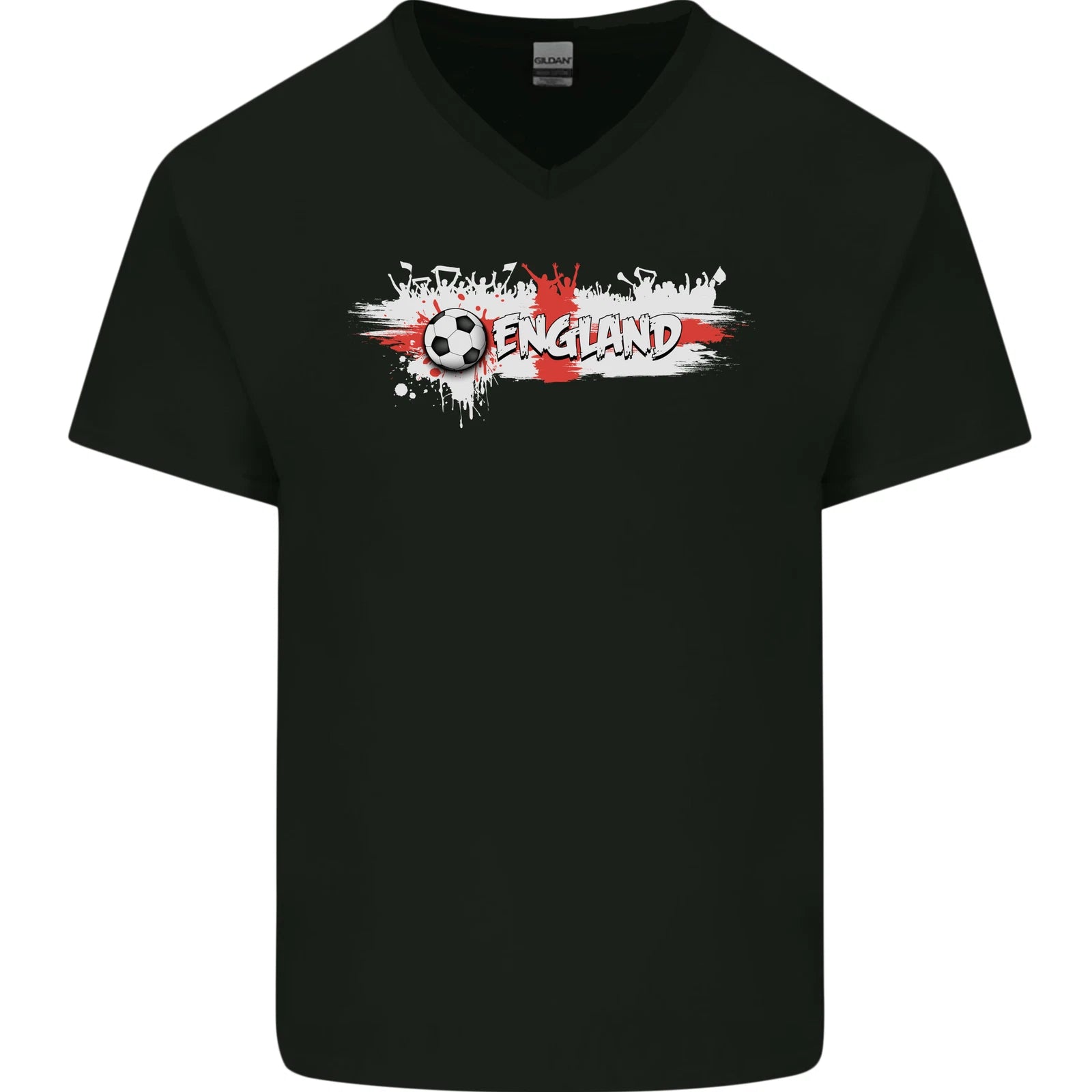 England Flag Football Mens V-Neck Cotton T-Shirt