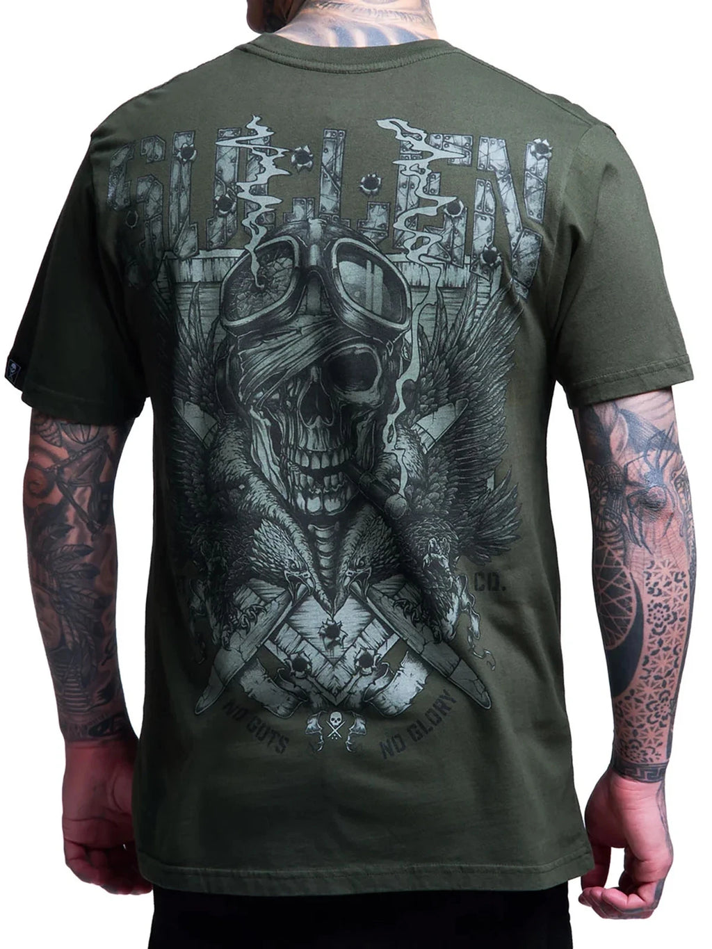 Sullen Men's Fighter Short Sleeve Premium T-shirt Tattoo Art War Skeleton Tee