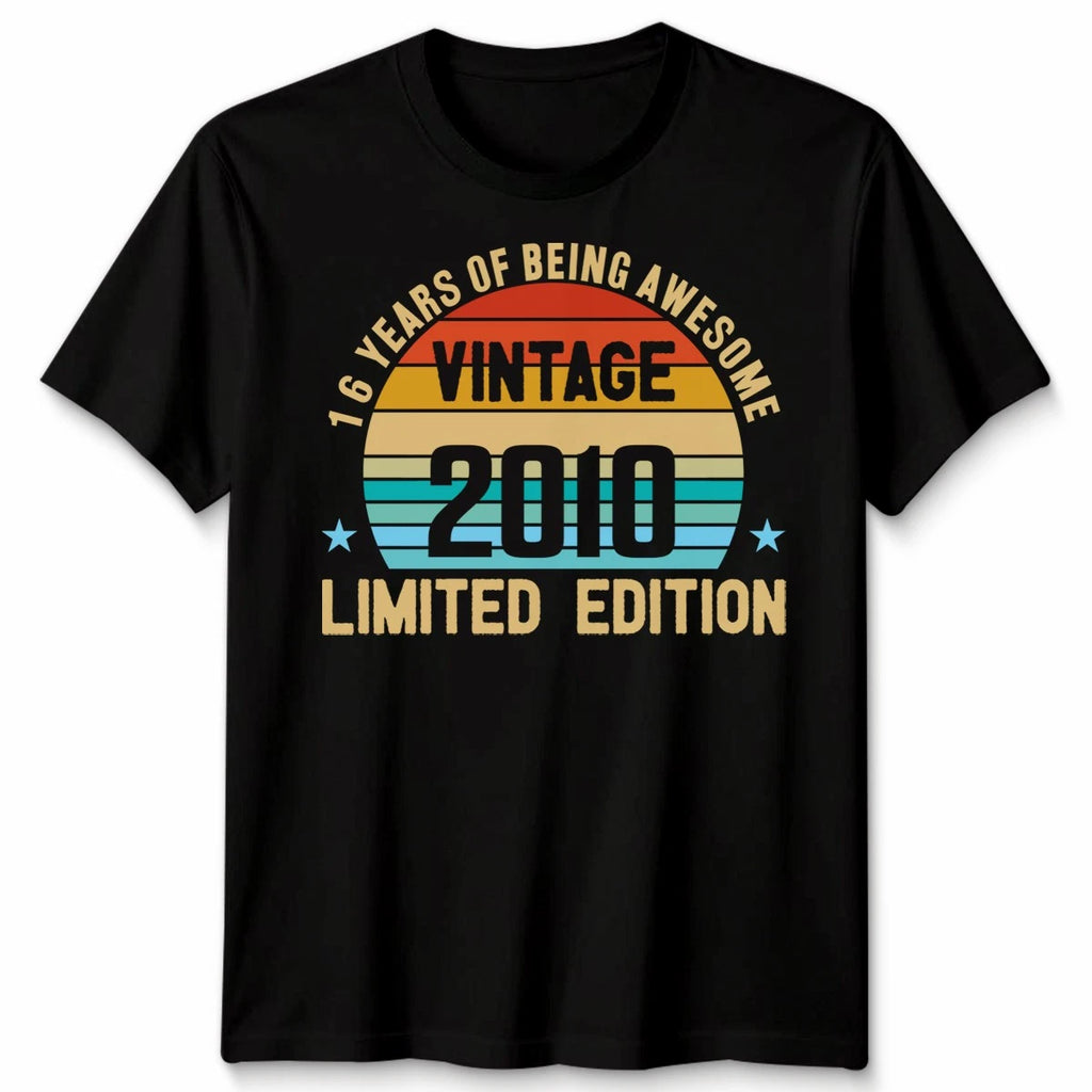 Vintage 2010 Funny 16 Years Old 16th Birthday Unisex T Shirt Mens Womens Tee