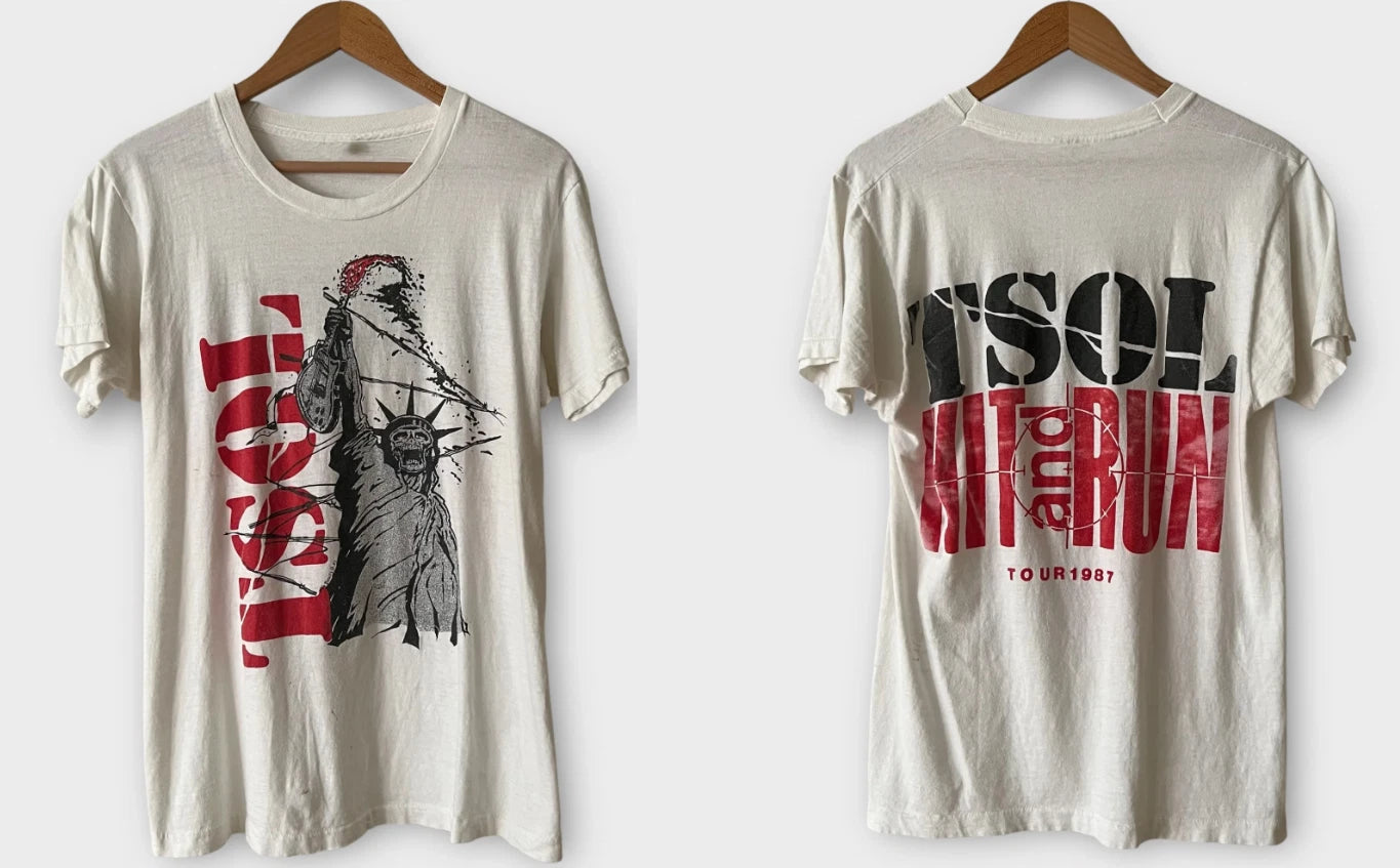 Vintage 1987 T.S.O.L. Hit and Run Tour T-Shirt Hardcore Punk Band Tee Rare S-5XL