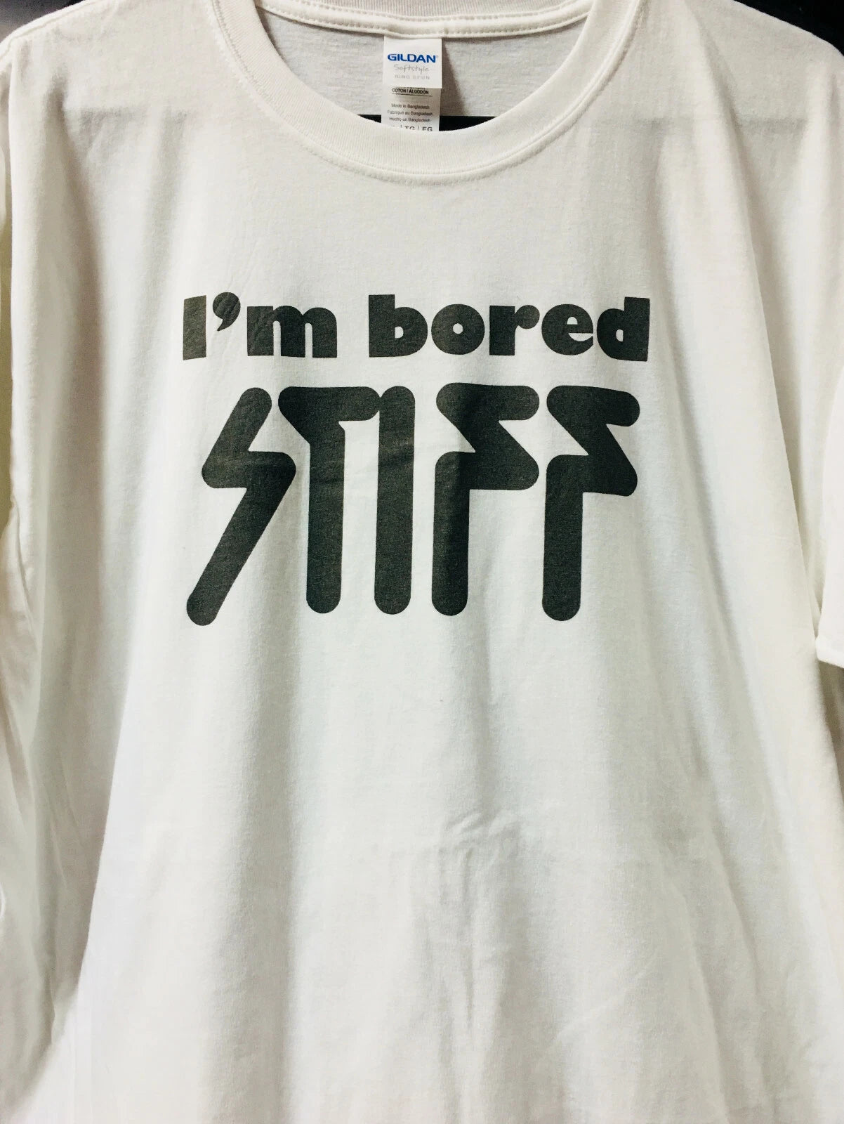 'Im Bored Stff' - Stiff Records T Shirt  NEW (Classic Retro Design)