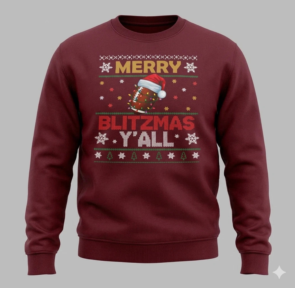Merry Blitz-Mas FREE SHIPPING Football Crew Neck NEW SweatShirt